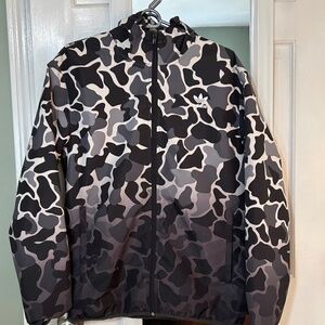 Men’s Adidas Running/Rain Jacket Black/Gray/White